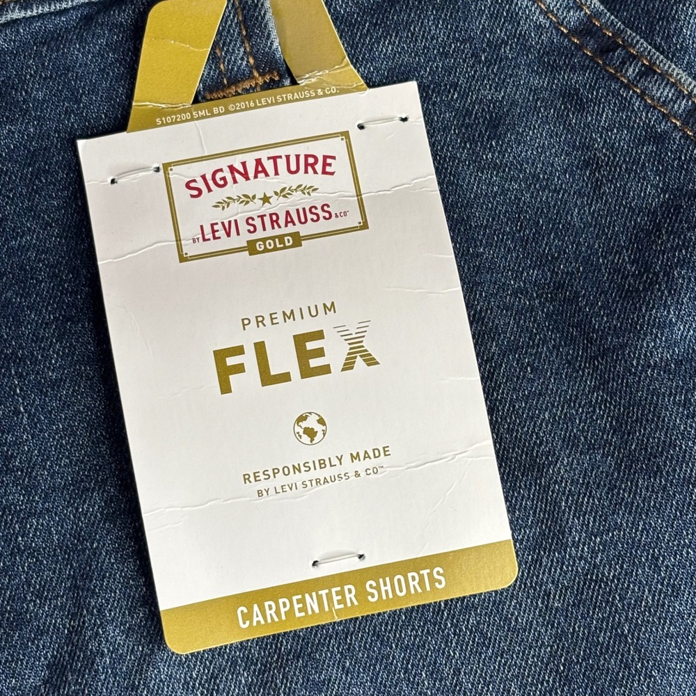 Signature Levi Strauss Men 42 Blue Carpenter Shorts Premium Flex Denim Utility - Picture 2 of 8